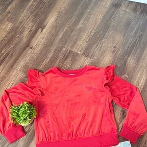 Cat & Jack Red Sweatshirt with Ruffle Sleeves